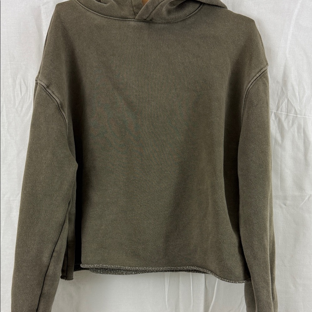 Art Class Olive Green Crop Hoodie
